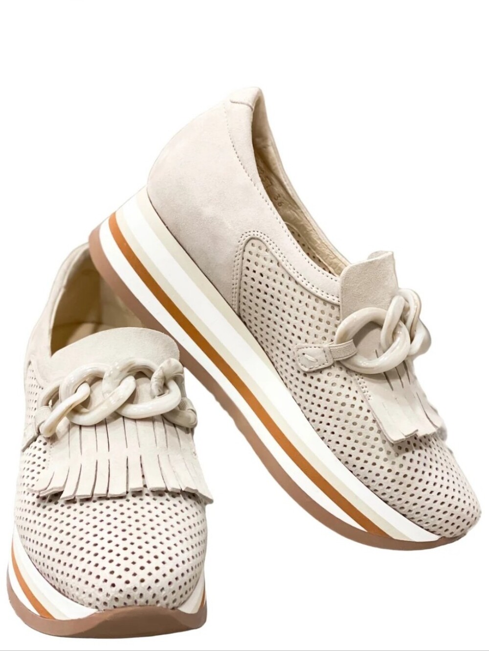 Softwaves Creme Velour Platform Slip-On Sneakers with Fringe Size 41 (10)
